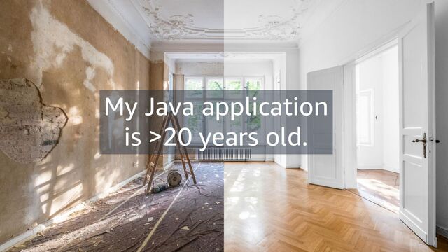 EFFECTIVELY RUNNING JAVA APPLICATIONS ON AWS – DEEP DIVE
© 2023, Amazon Web Services, Inc. or its affiliates. All rights reserved.
4
My Java application
is >20 years old.

