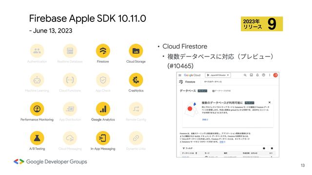 6月13日リリースの10.11では、Cloud Firestore のプレビュー機能である複数データベースに Apple SDK も対応しました。