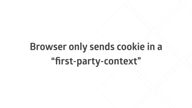 Browser only sends cookie in a
“ﬁrst-party-context”
