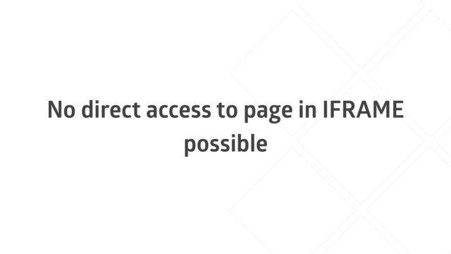 No direct access to page in IFRAME
possible
