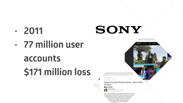 • 2011
• 77 million user
accounts 
$171 million loss
