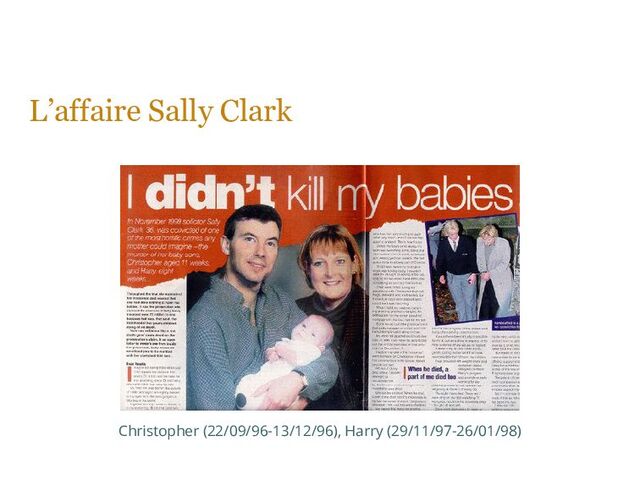 L’affaire Sally Clark
Christopher (22/09/96-13/12/96), Harry (29/11/97-26/01/98)
