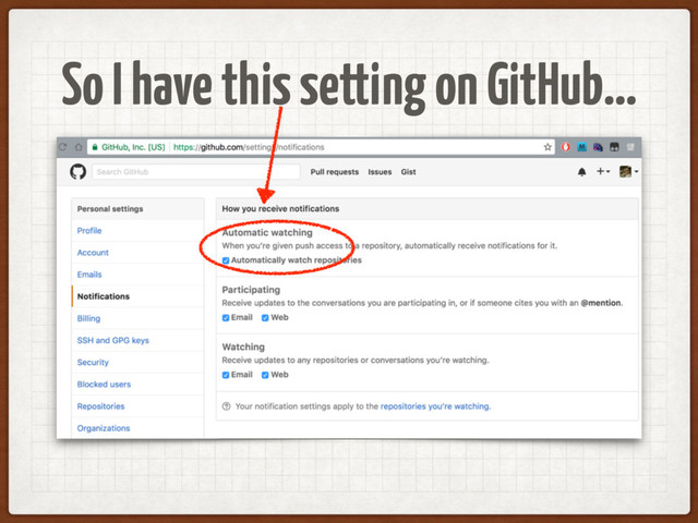 So I have this setting on GitHub…
