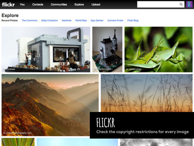 FLICKR
Check the copyright restrictions for every image
