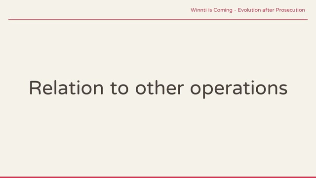 Relation to other operations
Winnti is Coming - Evolution after Prosecution
