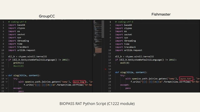 GroupCC
Fishmaster
BIOPASS RAT Python Script (C1222 module)
