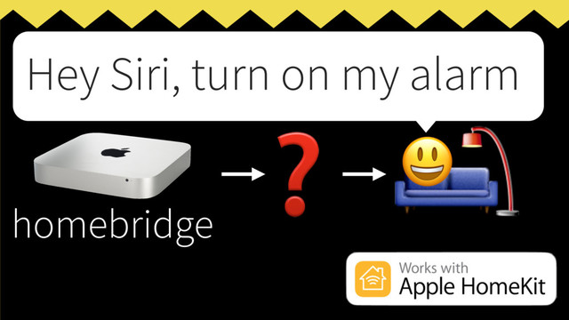 homebridge
❓ 

Hey Siri, turn on my alarm
