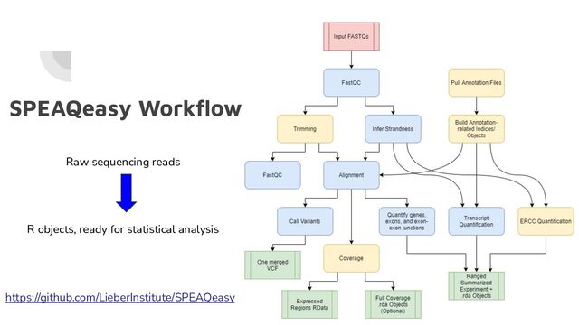 SPEAQeasy Workﬂow
https://github.com/LieberInstitute/SPEAQeasy
Raw sequencing reads
R objects, ready for statistical analysis
