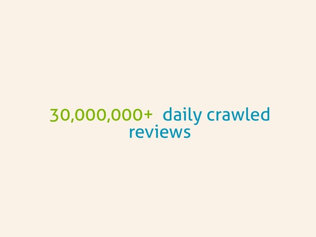 30,000,000+ daily crawled
reviews

