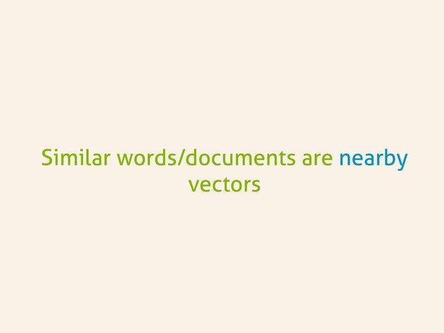 Similar words/documents are nearby
vectors
