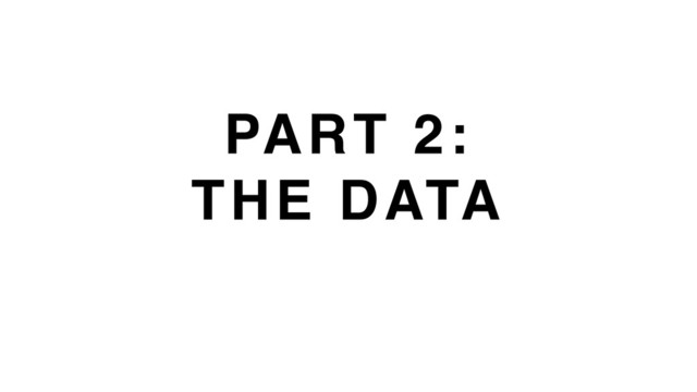 PART 2:
THE DATA
