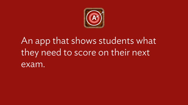 An app that shows students what
they need to score on their next
exam.
