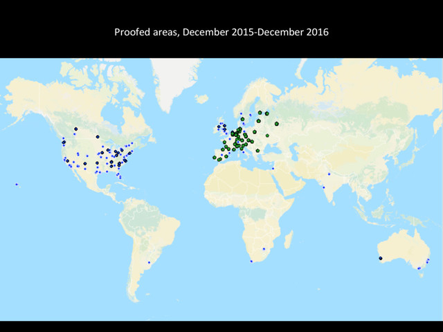 Proofed	  areas,	  December	  2015-­‐December	  2016	  
