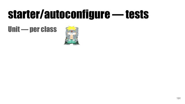 starter/autoconfigure — tests
Unit — per class
191
