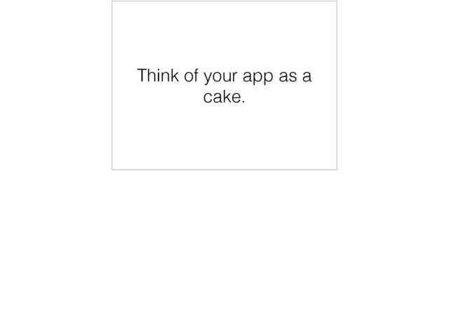 Think of your app as a
cake.
