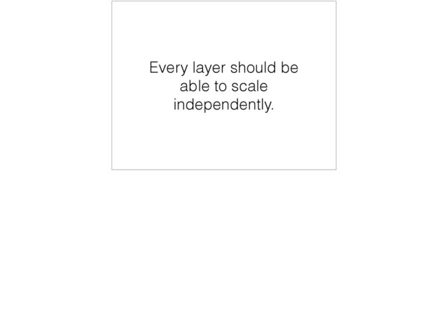 Every layer should be
able to scale
independently.
