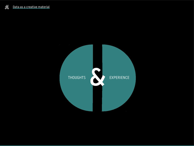 Data as a creative material
THOUGHTS EXPERIENCE
&
