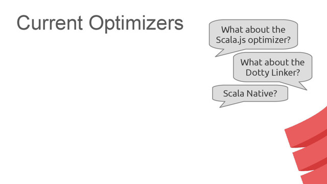 Current Optimizers
What about the
Scala.js optimizer?
What about the
Dotty Linker?
Scala Native?
