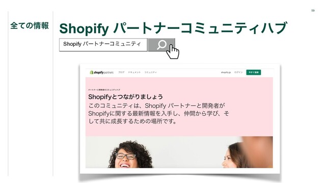 59
Shopify ύʔτφʔίϛϡχςΟϋϒ
શͯͷ৘ใ
Shopify ύʔτφʔίϛϡχςΟ
