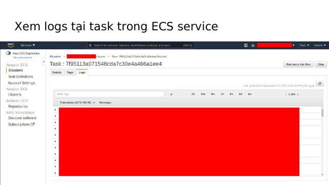 Xem logs tại task trong ECS service

