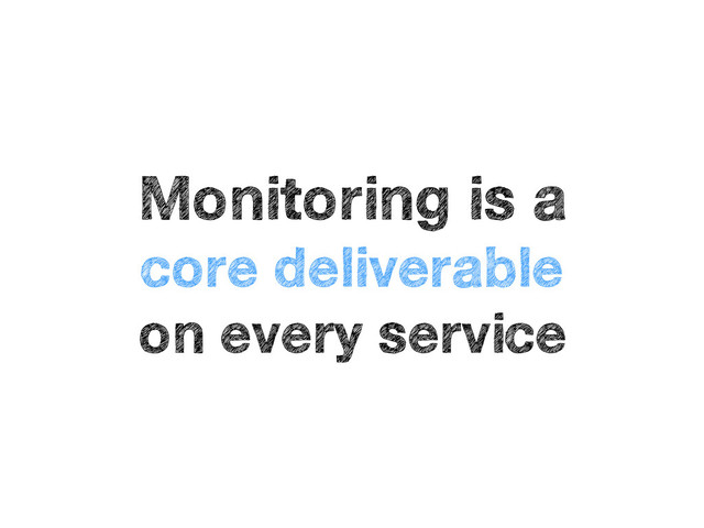 Monitoring is a
core deliverable
on every service
