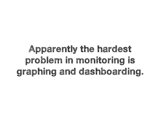 Apparently the hardest
problem in monitoring is
graphing and dashboarding.
