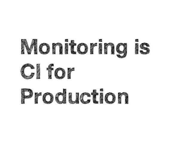Monitoring is
CI for
Production
