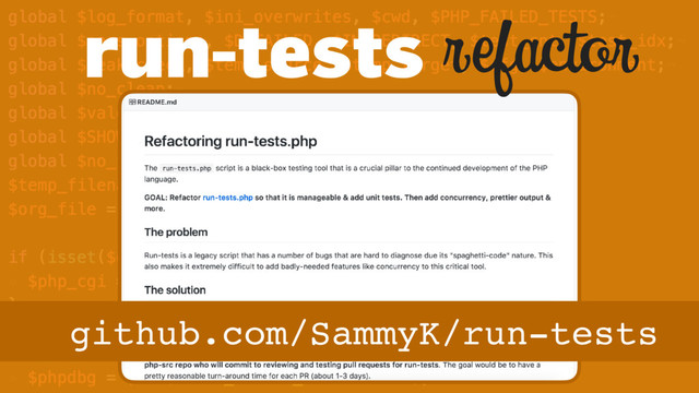 refactor
github.com/SammyK/run-tests
run-tests
