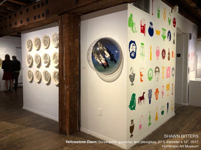 SHAWN BITTERS

Yellowstone Dawn: Screenprint, gouache, and plexiglass, 27.5 diameter x 12”, 2017
Hunterdon Art Museum
