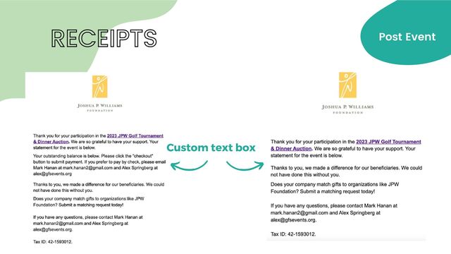 RECEIPTS Post Event
Custom text box
