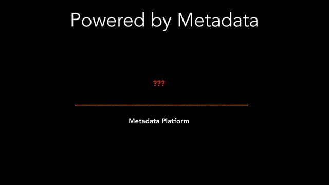 Powered by Metadata
Metadata Platform
???
