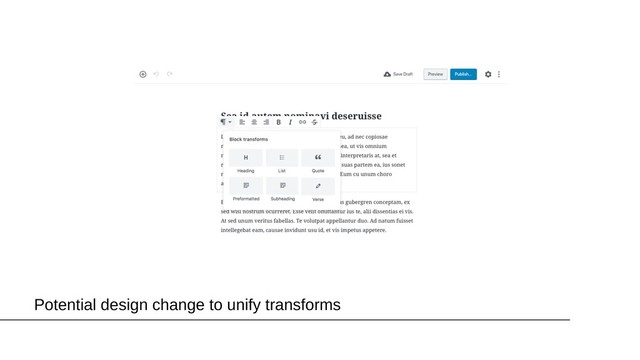 Potential design change to unify transforms
