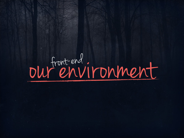 our environment
front-end

