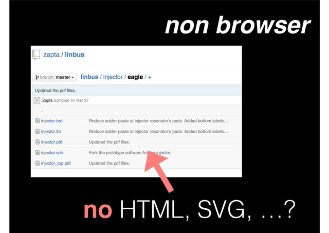 non browser
no HTML, SVG, …?
