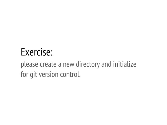 Exercise:
please create a new directory and initialize
for git version control.
