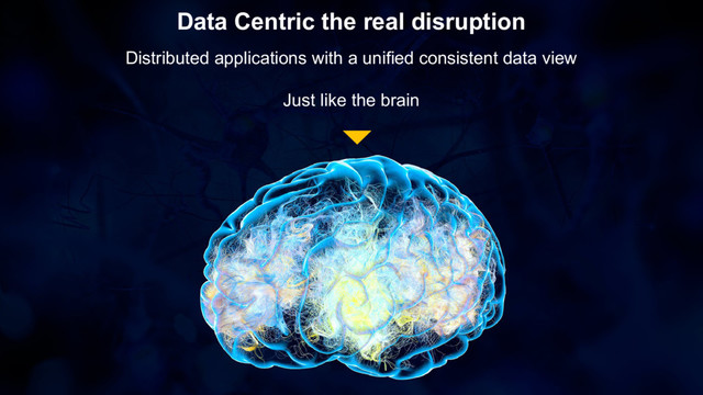 Data Centric the real disruption
Distributed applications with a unified consistent data view
Just like the brain
