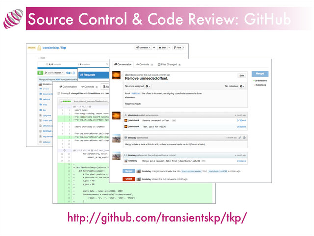 Source Control & Code Review: GitHub
http://github.com/transientskp/tkp/
