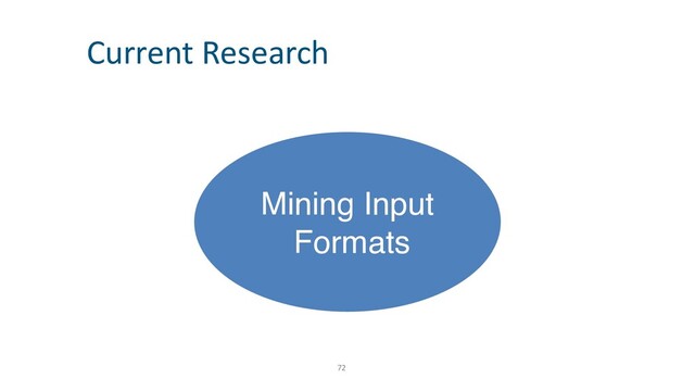 72
Current Research
Mining Input 
Formats
