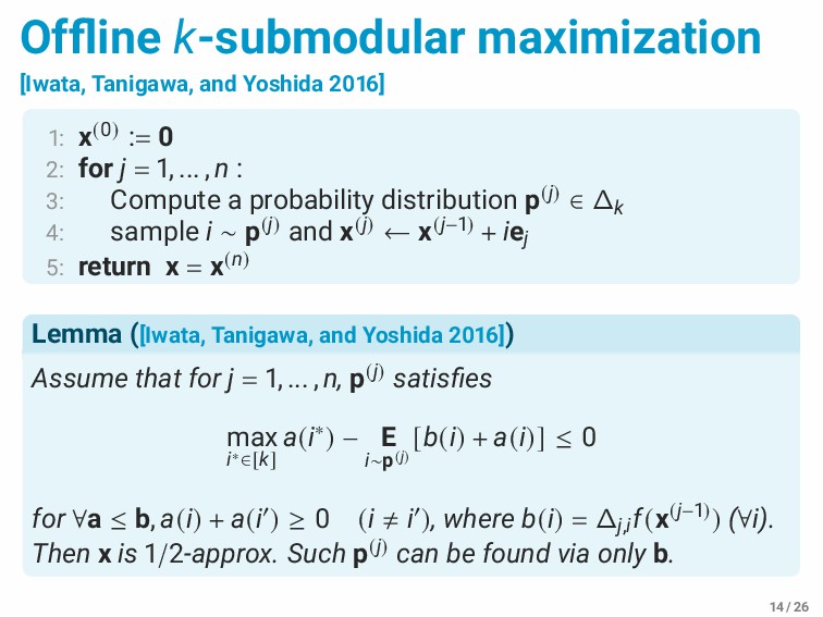 No Regret Algorithms For Online K Submodular Function Maximization Speaker Deck