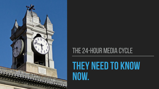 THEY NEED TO KNOW
NOW.
THE 24-HOUR MEDIA CYCLE
