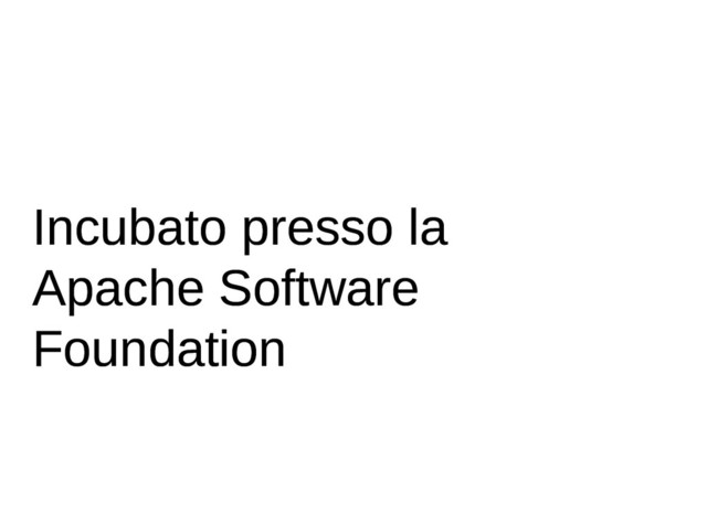 Incubato presso la
Incubato presso la
Apache Software
Apache Software
Foundation
Foundation
