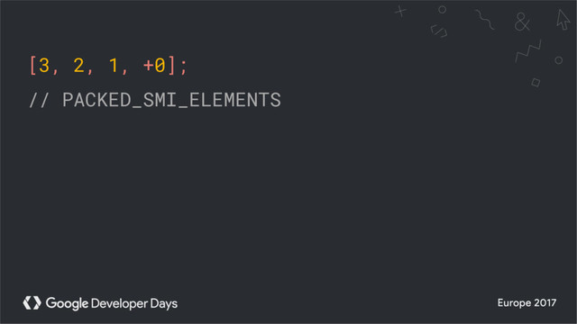 [3, 2, 1, +0];
// PACKED_SMI_ELEMENTS
