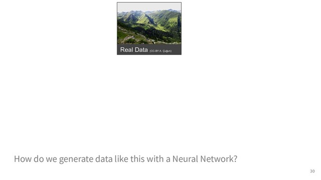Real Data (CC-BY A. Çuğun)
30
How do we generate data like this with a Neural Network?
