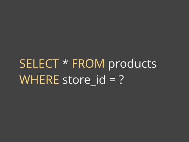 SELECT * FROM products
WHERE store_id = ?
