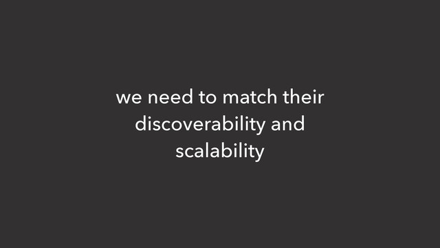 we need to match their
discoverability and
scalability
