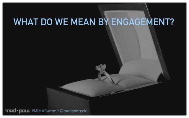 #MIMASummit @megangrocki
WHAT DO WE MEAN BY ENGAGEMENT?
