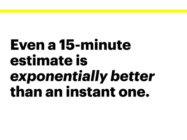 Even a 15-minute
estimate is
exponentially better
than an instant one.
