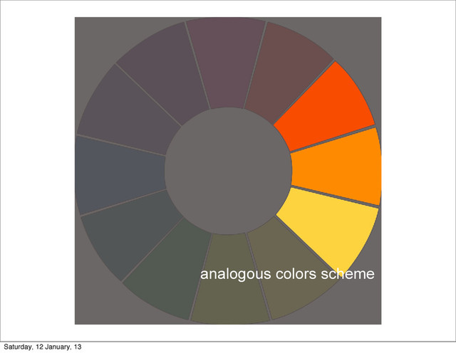 analogous colors scheme
Saturday, 12 January, 13
