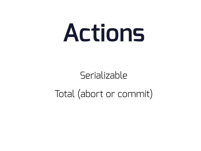 Serializable
Actions
Total (abort or commit)
