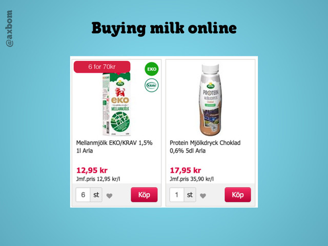 @axbom
Buying milk online
6 for 70kr
